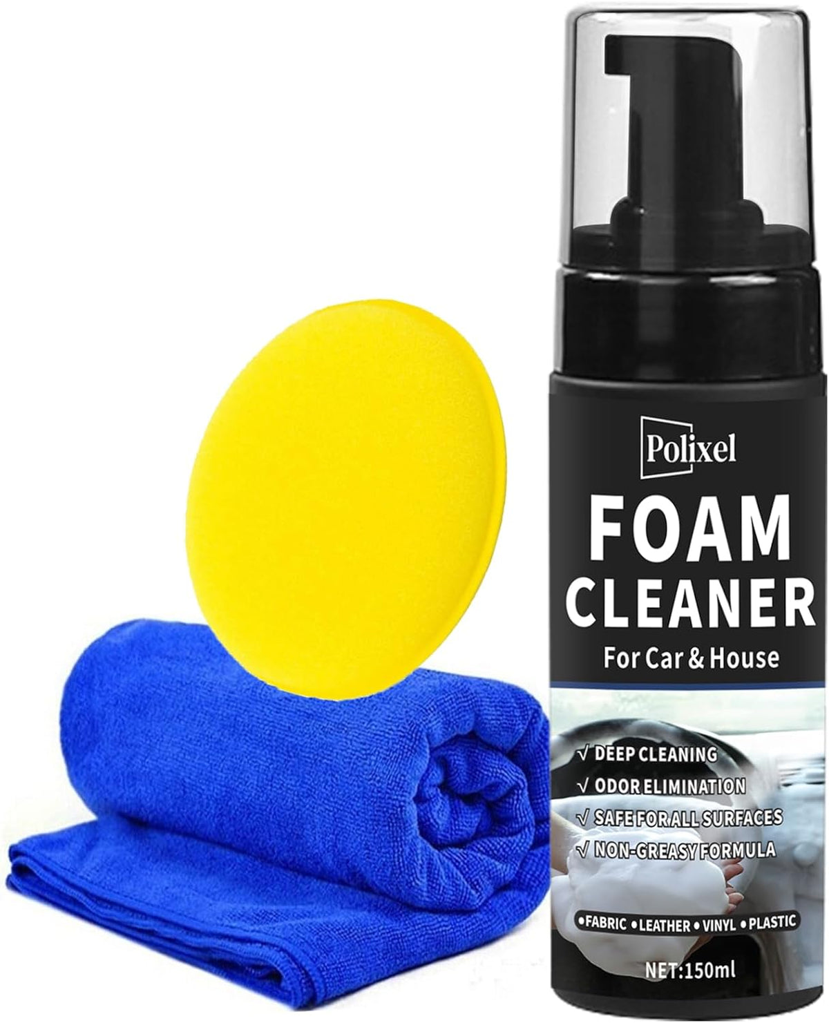 Multifunctional Foam Cleaner for Car - Car Interior Cleaner & Deep Stain Remover for Home, Powerful Foam Removes Dirt and Stains from Seat, Fabric and Carpets - 5oz / 150ml