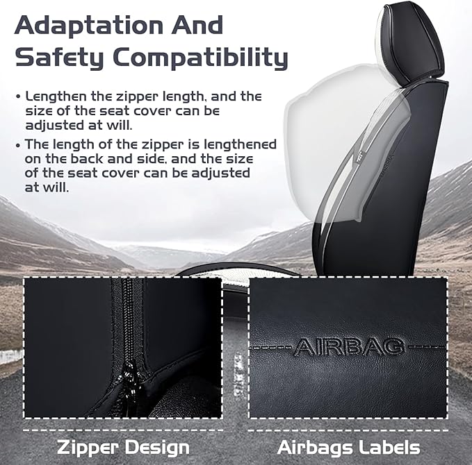 Truck Seat Covers for Ram 3500 2009-2026, Waterproof Premium Leather Full Coverage Car Seat Cover, Muscle Sport Style Auto Interior Seat Cover Sets (Front Set/Black White)