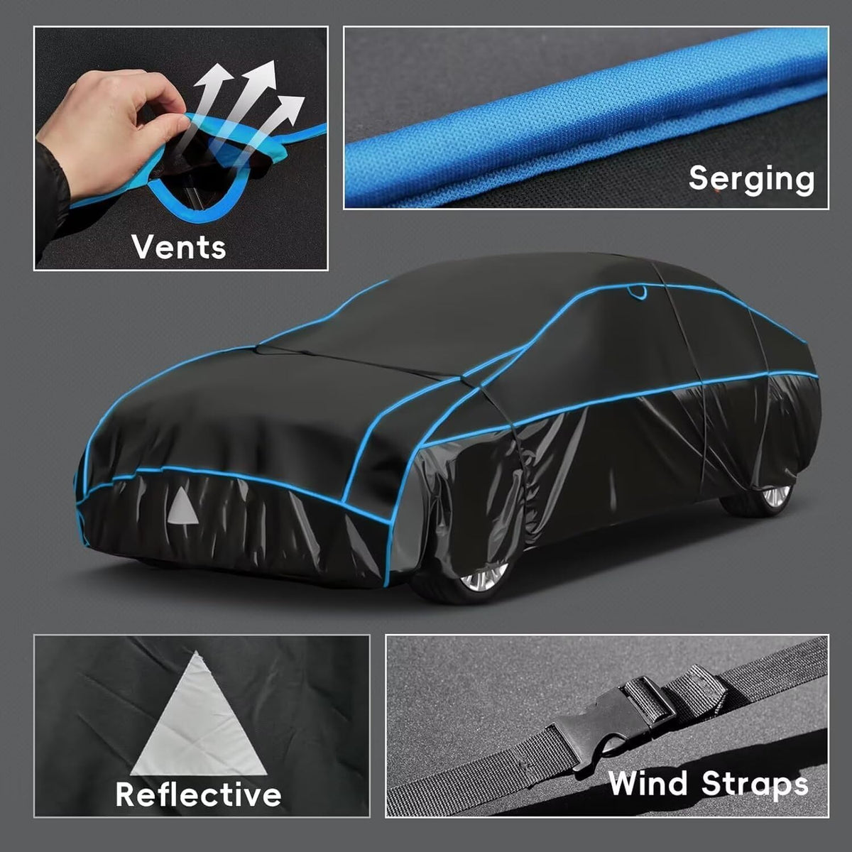 Hail Protector Car Cover, Outdoor Anti Hail Car Covers Thick Multi-Layered EVA, Hail Proof Car Cover All Weather, Hail Protection Padded Fit Large Sedan/Coupe (Length 209 to 218 inch)