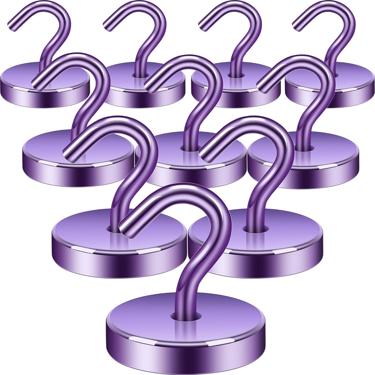 Neosmuk Magnetic Hooks, Cruise Ship Essentials, 120lb+ Heavy Duty Magnetic Hooks for Cruise Cabins, Refrigerator, Grill, Hanging, and Travel | Extra Strong Must-Haves Magnet Hook,Purple, Pack of 10