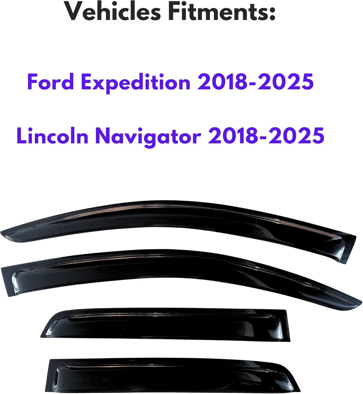 KPY Window Visor Compatible with 2018-2025 Ford Expedition & Lincoln Navigator, 4PC Rain Guard Side Window Vent Deflectors Tape-On Style, 2018 2019 2020 2021 2022 2023 2024 2025