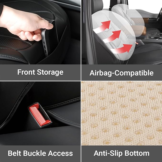 Coverland Custom Fit Car Seat Covers for Car Compatible with [Camry, Accord, Altima, Optima, ES, LS, 3-Series] Premium Waterproof Non-Slip Interior Seat Protector [Full Set Black- Size Chart X61]