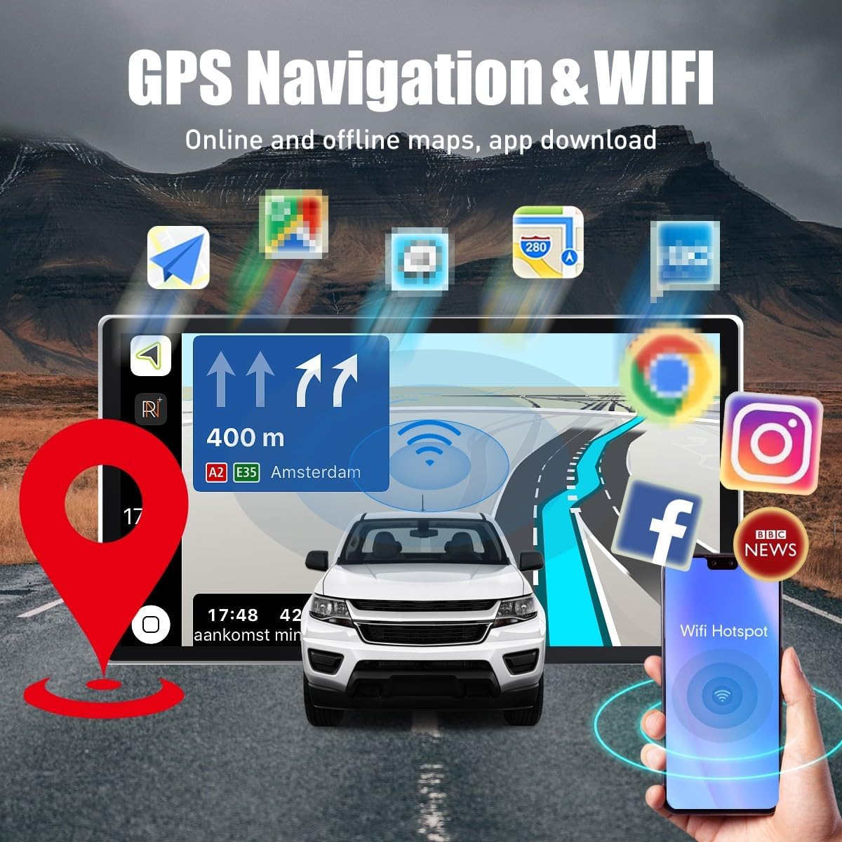 Kunfine Tesla Style Car CarPlay Android Auto Navigation Stereo GPS Radio Reverse Camera 9.7" IPS Touchscreen Headunit Tablet Media Player For Peugeot 301 2013-2022 if Applicable Quad Core 2G+32G Basic