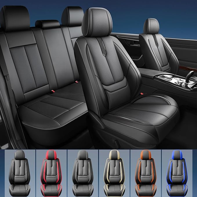 Fit HRV Car Seat Covers for Honda HR-V 2016-2024 2025 2026 - Upgraded Premium Waterproof & Breathable Leather, Airbag Compatible, All-Weather Seat Cushion Protector (Full Set, Black)