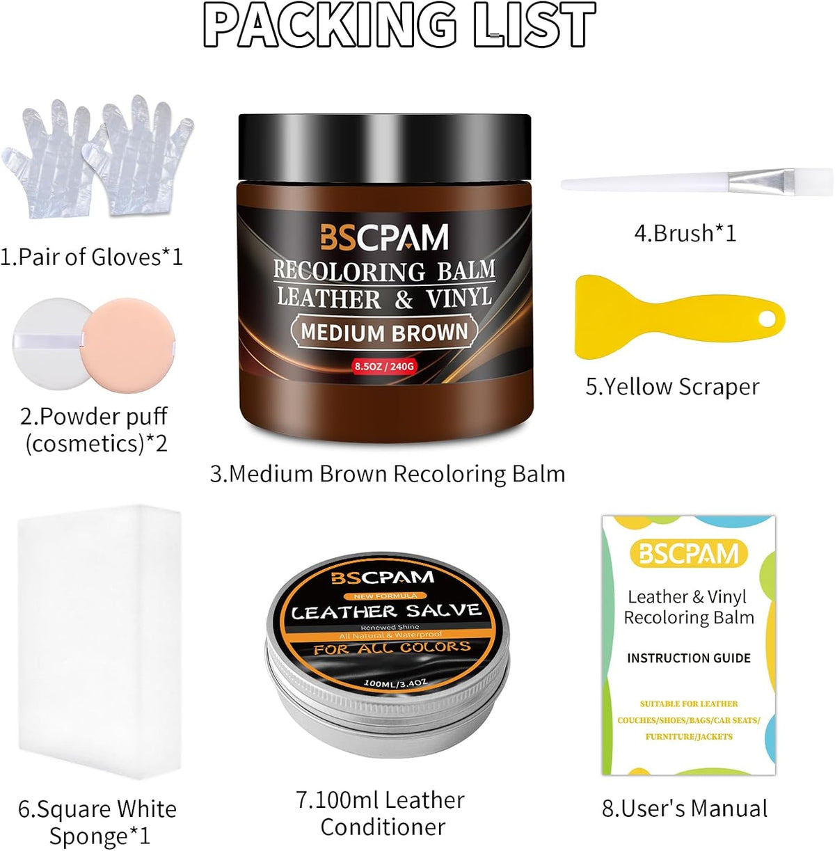 Medium Brown Leather Recoloring Balm with 100ml Mink Oil,Leather Couch Scratch Remover,Leather Repair kit for Vinyl Furniture and Car Interior,Leather Dye Paint,Mink Oil for Leather