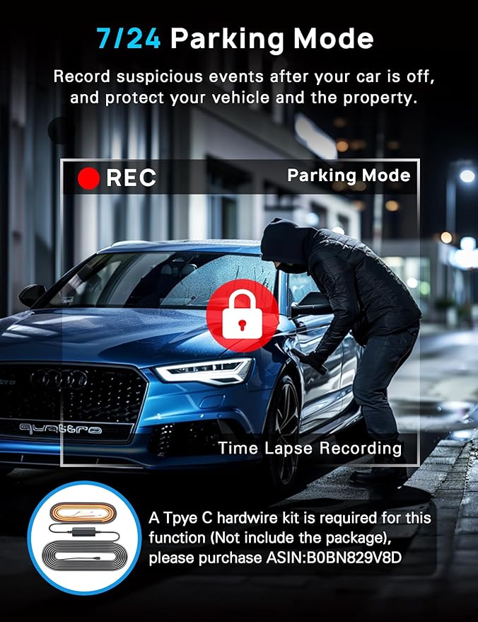 Navycrest 4K Dash Cam Front and Rear with 64GB Card, Built-in 5G WiFi, Dash Camera for Cars 4K Front and 1080P Rear, Dashcams for Cars Loop Recording, Gravity Sensor, 24-Hours Parking Mode