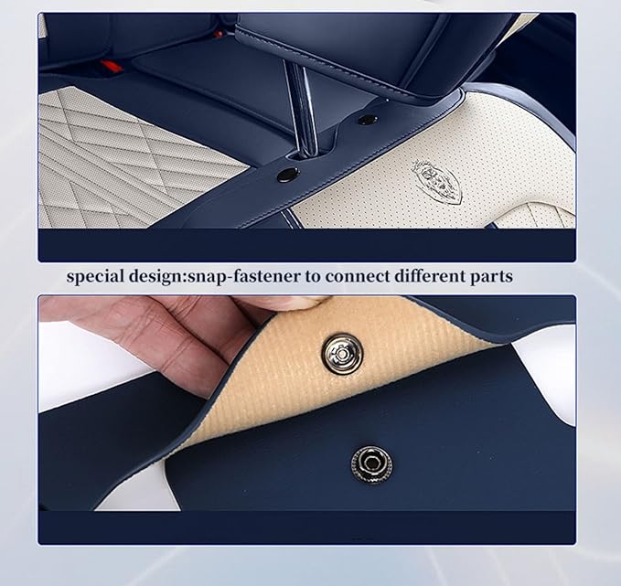 Premium Nappa Leatherette Car Seat Cover Set Custom Fit for Honda CR-V CRV 2000-2023 2024 2025 2026 Water-Proof Breathable Faux Leather Seat Cushion Protectors (Front 2 Seats,Black Blue)
