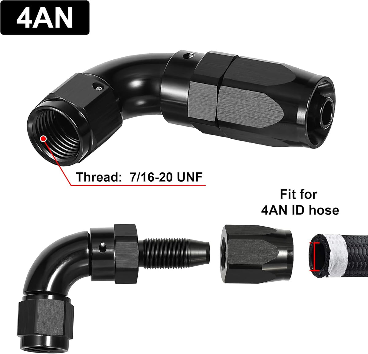 EVIL ENERGY 4AN 90 Degree One Piece Full Flow Hose End Fitting Swivel For CPE Braided Hose