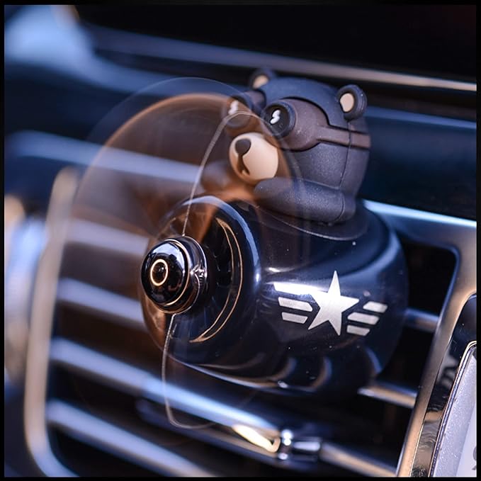 2 Pieces Car Air Fresheners, Cute Bear Pilot Car Diffuser, Propeller Air Outlet Vent Fresheners, Suitable for Automotive Interior Decoration (Bear+Duck)