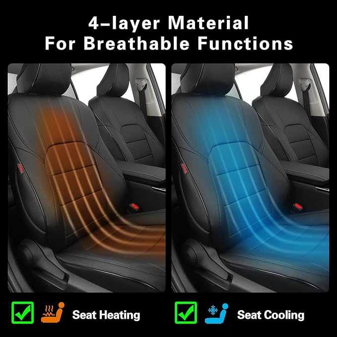 EKR Camry Car Seat Covers for Toyota Camry Hybrid LE,Hybrid SE 2018 2019 2020 2021 2022 2023 2024,Leather Car Seat Cover Full Set for Trucks SUV-Faux Leather(Black)