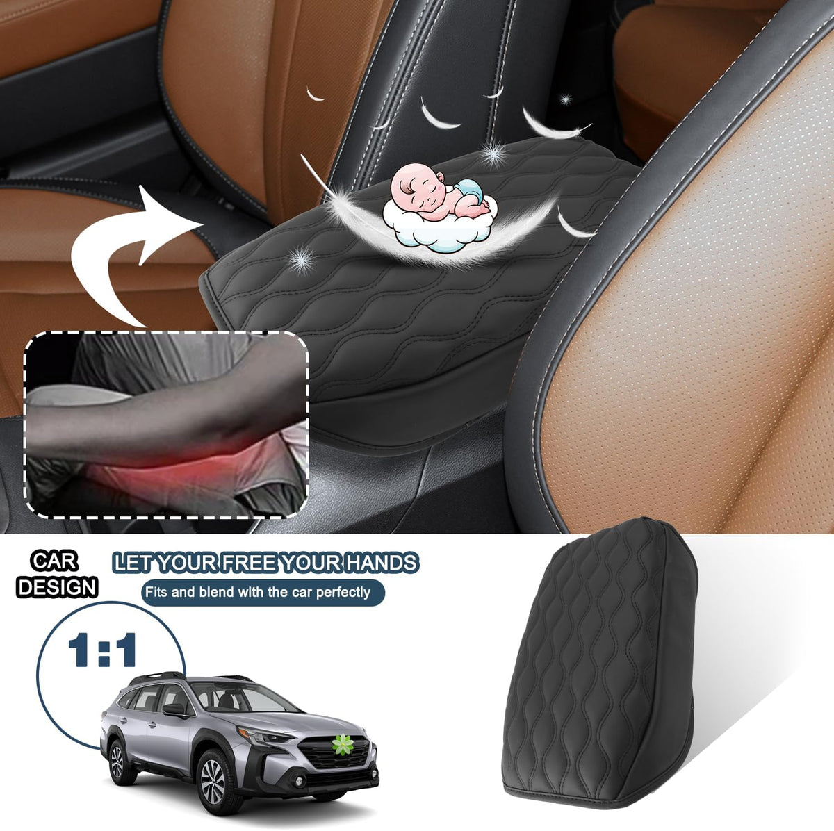 Ruiya 2025 Outback Armrest Cover,for Subaru Outback Wilderness 2025 Accessories Center Console Cover Compatible with 2020-2023 2024 2025 Subaru Outback Wilderness/Touring/Premium/Base/Limited