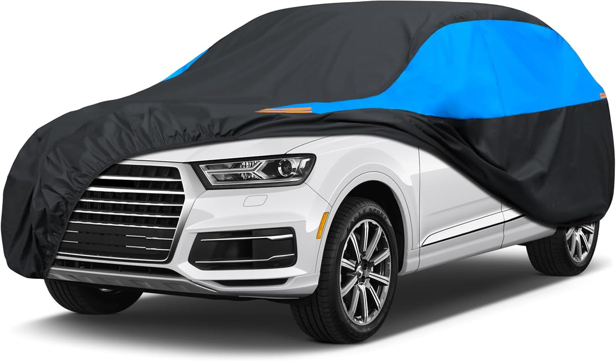 MORNYRAY Waterproof Car Cover All Weather Snowproof UV Protection Windproof Outdoor Full car Cover, Universal Fit for Sedan (Blue, S2-Fit SUV Length(181-190 inch))