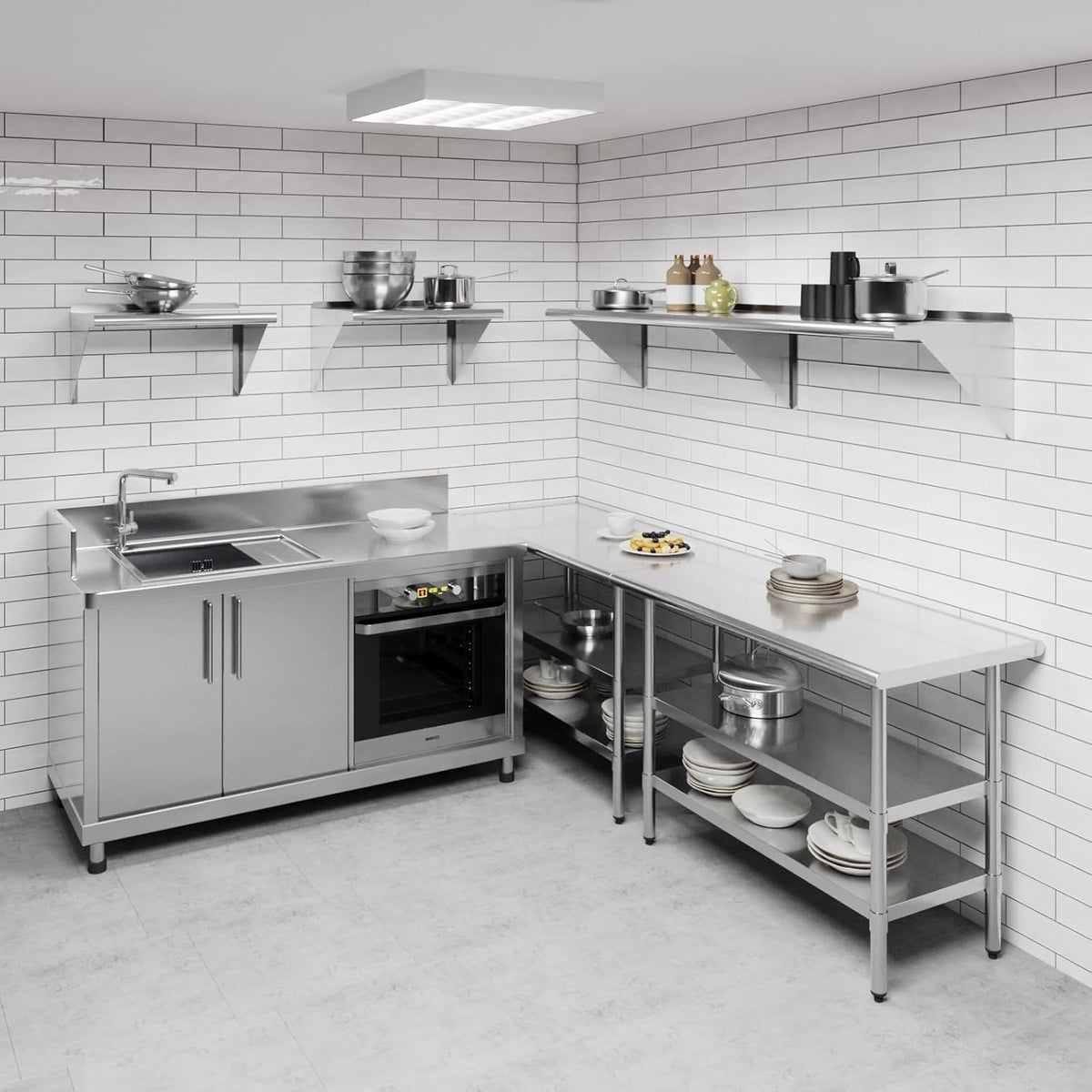 AmGood 72" Long X 18" Deep Stainless Steel Wall Shelf | NSF Certified | Appliance & Equipment Metal Shelving | Kitchen, Restaurant, Garage, Laundry, Utility Room