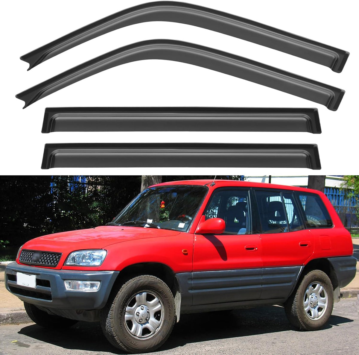 Window Visors Rain Guards for 1996 1997 1998 1999 2000 Toyota RAV4, Out-Channel Window Vent Wind Deflectors Visors Shades for 96 97 98 99 00 Toyota Rav4