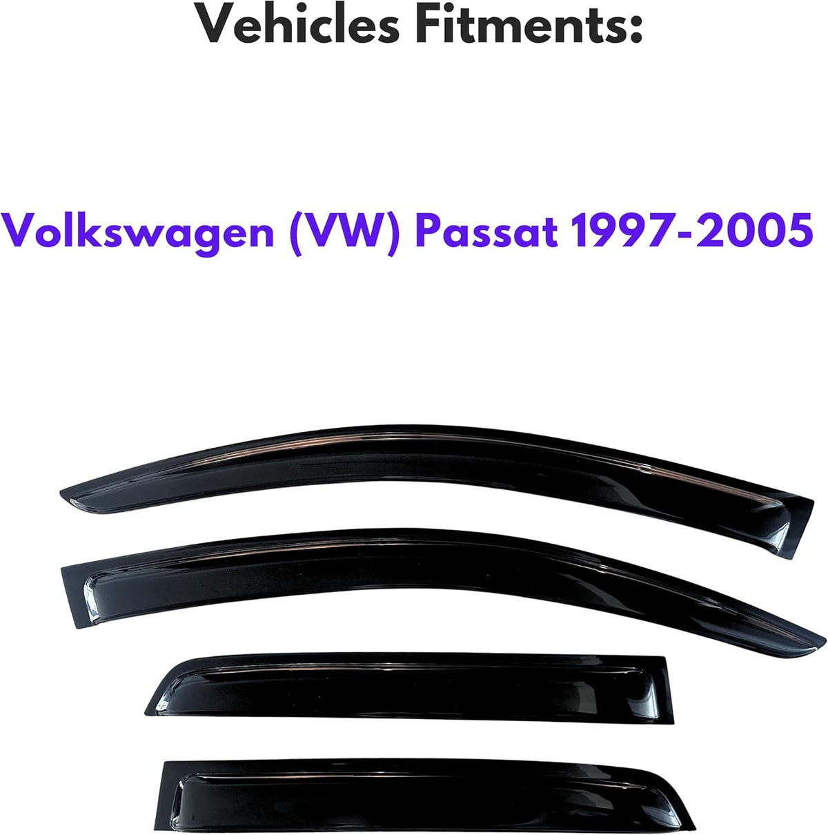 KPY Window Visor Compatible with Volkswagen (VW) Passat 1997-2005, Rain Guard Window Vent Deflectors Tape-On Style, 1997 1998 1999 2000 2001 2002 2003 2004 2005