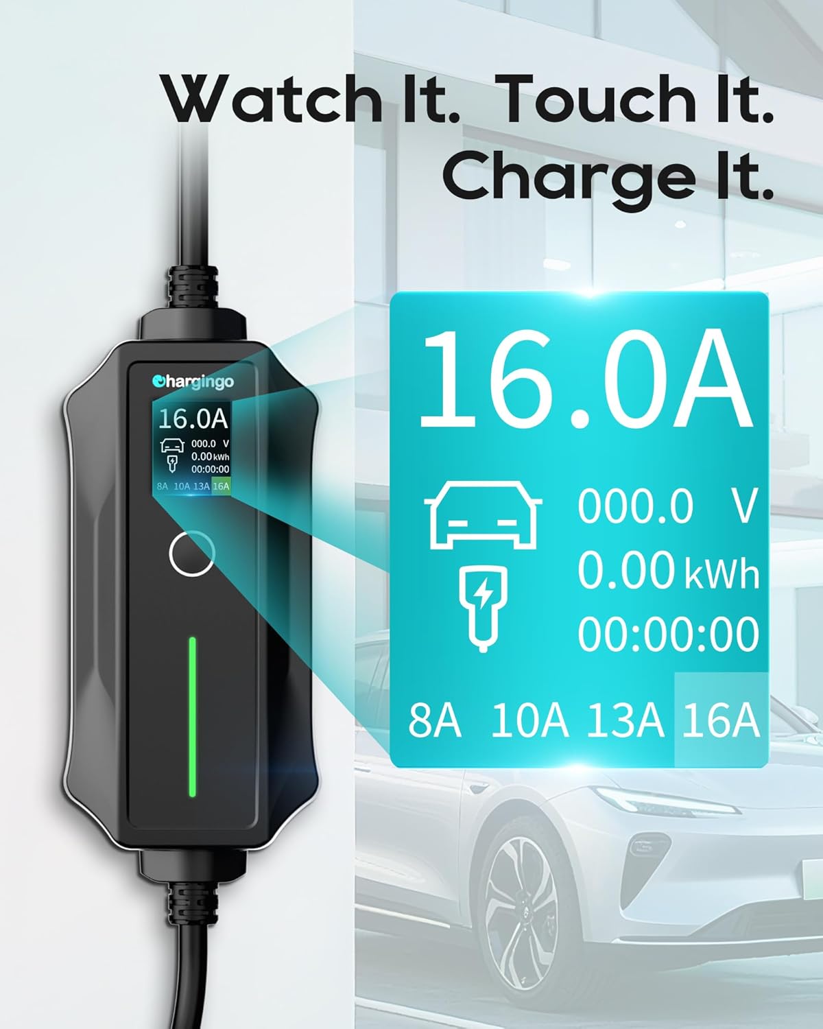 2025 Upgraded Level 1-2 Portable EV Charger,110V-240V,16Amp,NEMA 5-15 & 6-20 Plug,25 Ft EV Charging Cable, Electric Car Charger for SAE J1772 Evs/PHEVs, EV Charging Cord