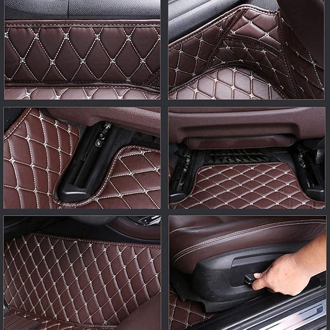 Custom Making Car Floor Mats for 95% Sedan SUV Sports Car Full Coverage Cute Men Women Pads Protection Non-Slip Leather Floor Liners (Red Black 1)