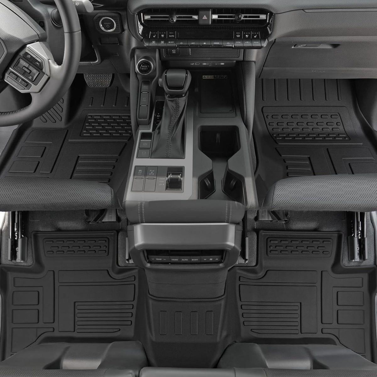 Floor Mats Set for 2024 2025 Toyota Land Cruiser Prado 5 Seats, Full Coverage All Weather Floor Mats Cargo Mat with Backrest Protectors & Door Sill Guards for Land Cruiser Accessories