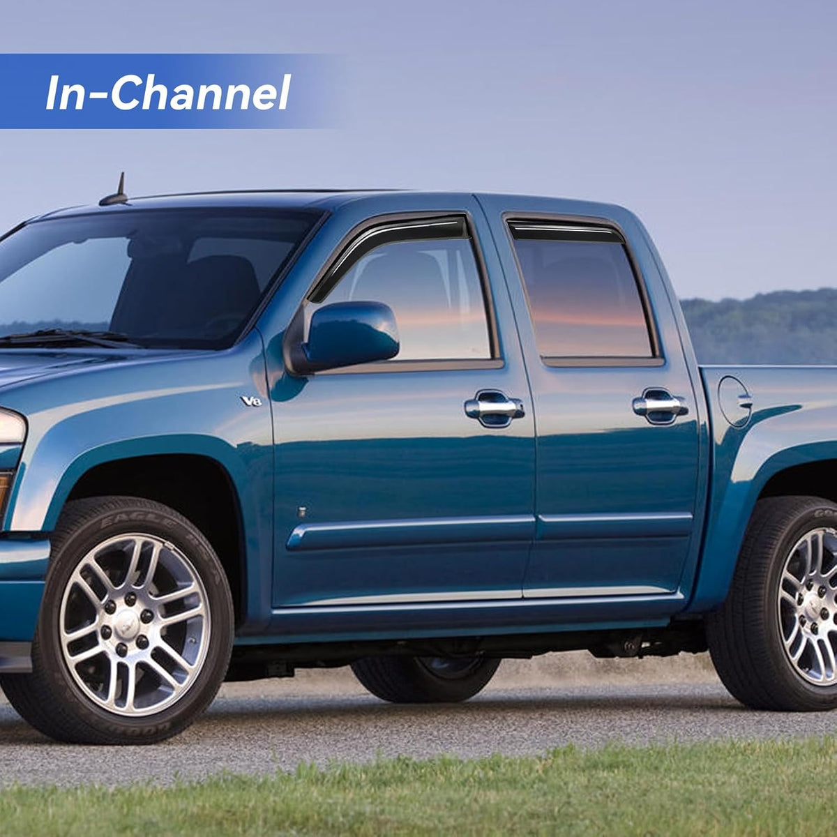 in-Channel Window Visors Rain Guards Shield for 2004-2012 Chevy Colorado, Window Vent Wind Deflectors Visors Shades for 2004-2012 GMC Canyon Crew Cab
