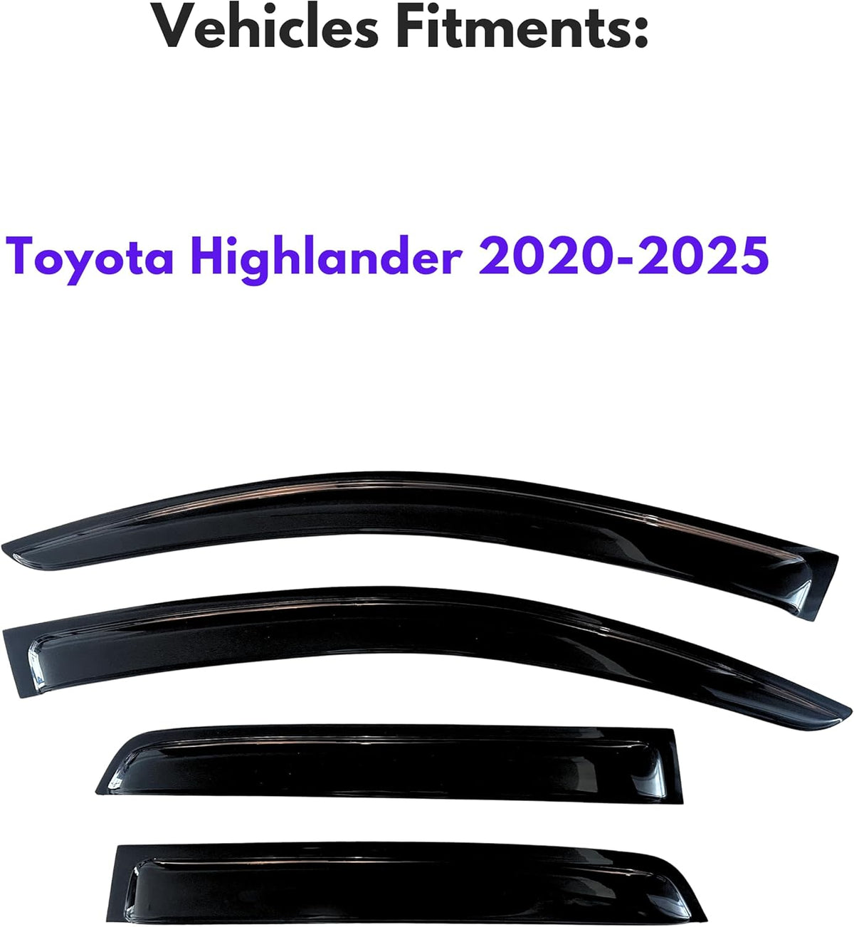 KPY Window Visor Compatible with Toyota Highlander 2020-2025, 4PC Rain Guard Side Window Vent Deflectors Tape-On Style, 2020 2021 2022 2023 2024 2025