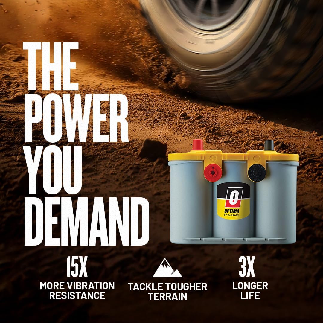 OPTIMA Batteries High Performance D34/78 YellowTop Dual Purpose Sealed AGM Car, Truck and SUV Battery, 750 CCA, Dual Terminal, Maintenance Free, Versitile Mounting