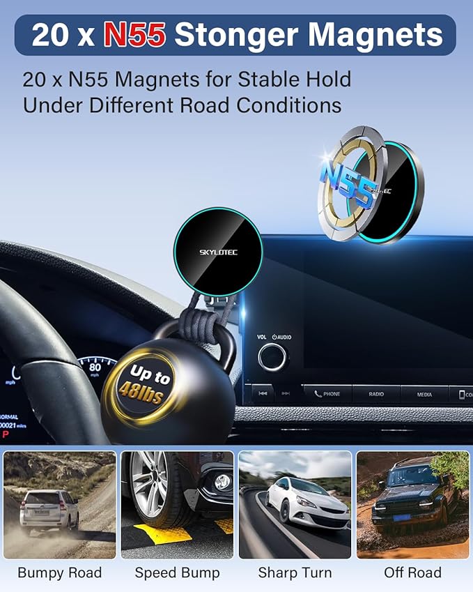 SKYLOTEC Phone Holder for BMW X3 2018-2021/X4 2019-2021 Accessories 10.3/10.25-Inch Screen Fixed Clip, Car Magnetic Phone Mount Compatible with MagSafe, Magnets Fast Wireless Charger Phone Base