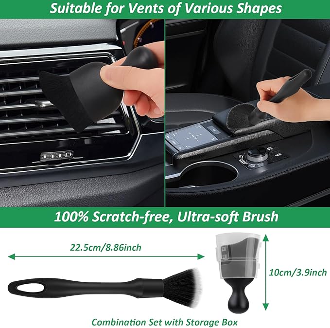 18PCS Car Detailing Brush Set, Car Interior Detailing Kit for Cleaning Interior, Exterior, Wheels, Dashboard, Upholstery Care, Professional Car Care Kit for Car Owners and Enthusiasts