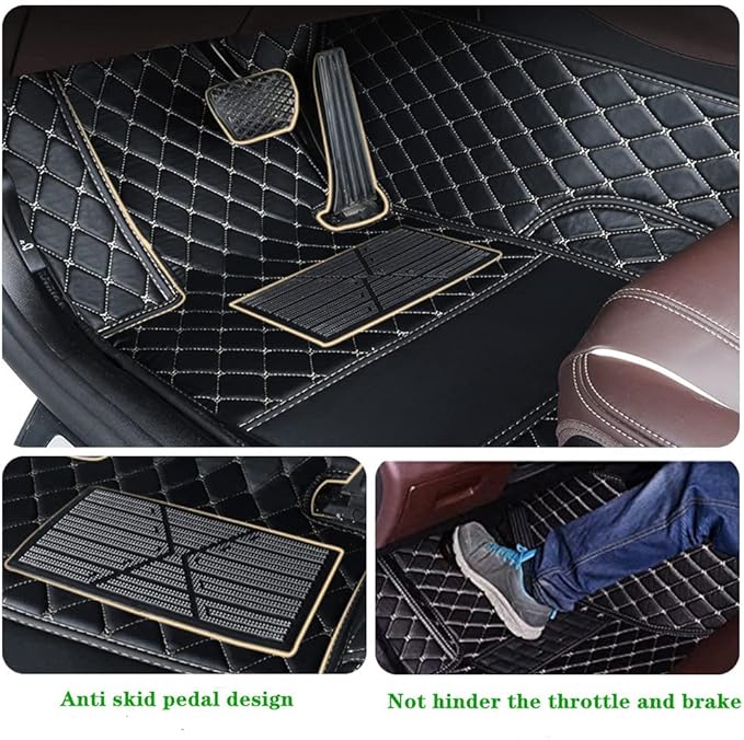 Custom Personalized Car Floor Mats - Luxury Full Coverage All Weather Cars Mats, Anti-Slip Leather Car Mat Set, Custom Floor Mats Fit for 99% of Cars, SUVs & Trucks (Blue, A-Diamond)