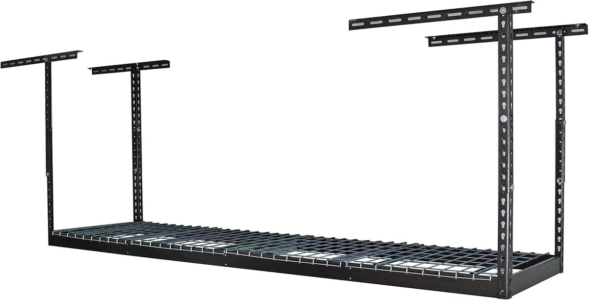 MonsterRax Overhead Garage Storage Rack 2x8, Ceiling Mounted Shelving, Adjustable Hanging Organizer, Heavy Duty Steel, 350 Pound Capacity, Color: Hammertone, Adjusts 18-33" from Ceiling