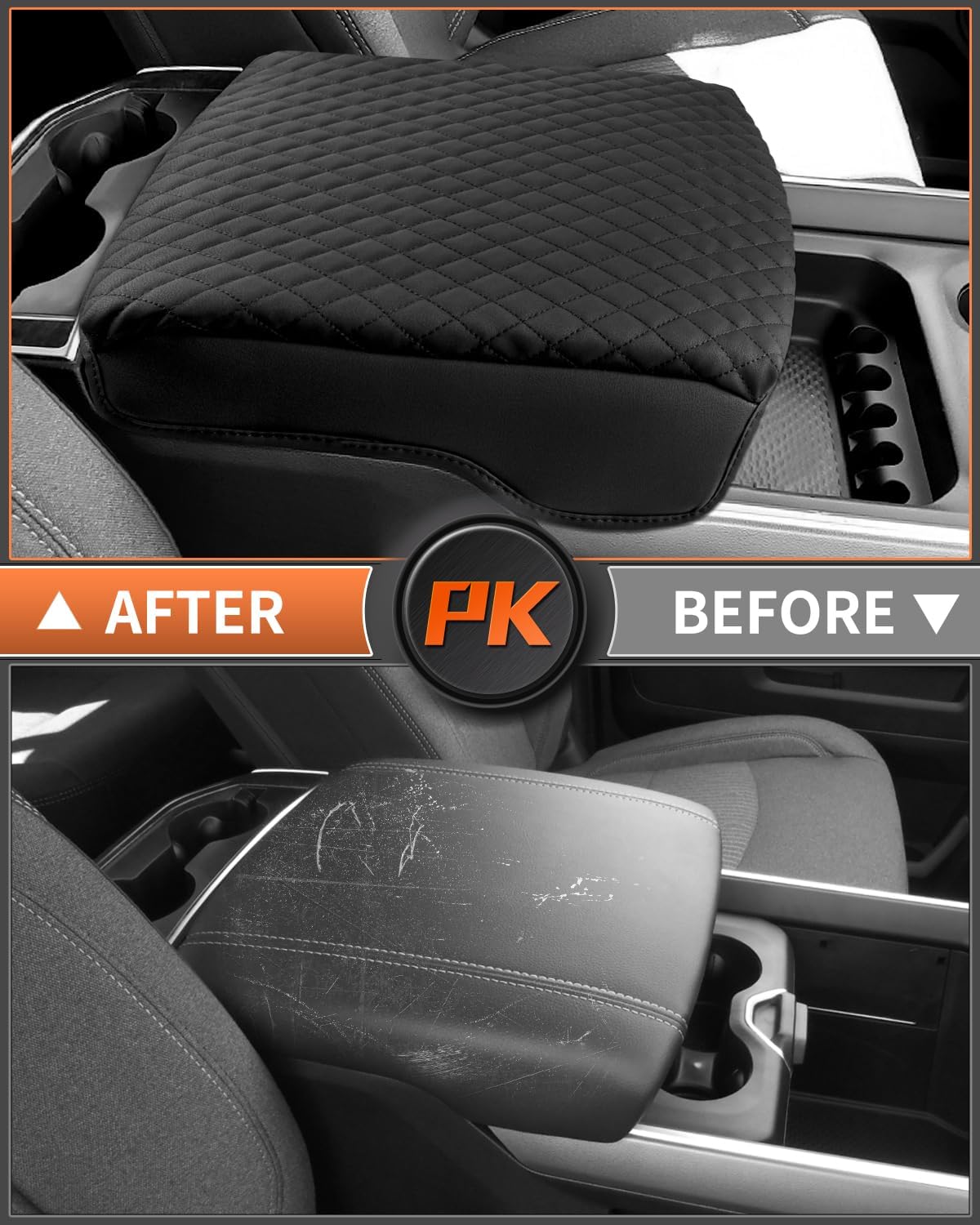 Shademax Custom for Dodge Ram 1500 Center Console Cover, Armrest Cushion Pad Cover for Dodge Ram 1500 2500 3500 Accessories 2019-2025 2026 Leather Dodge Ram Console Bucket Seat Protector Anti-Scratch