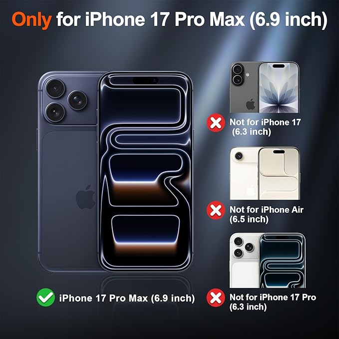 SUPFINE Magnetic for iPhone 17 Pro Max Case with Screen Protector (Compatible with MagSafe)(Military Grade Drop Protection) Translucent Matte Shockproof Phone Cover,Starry Orange