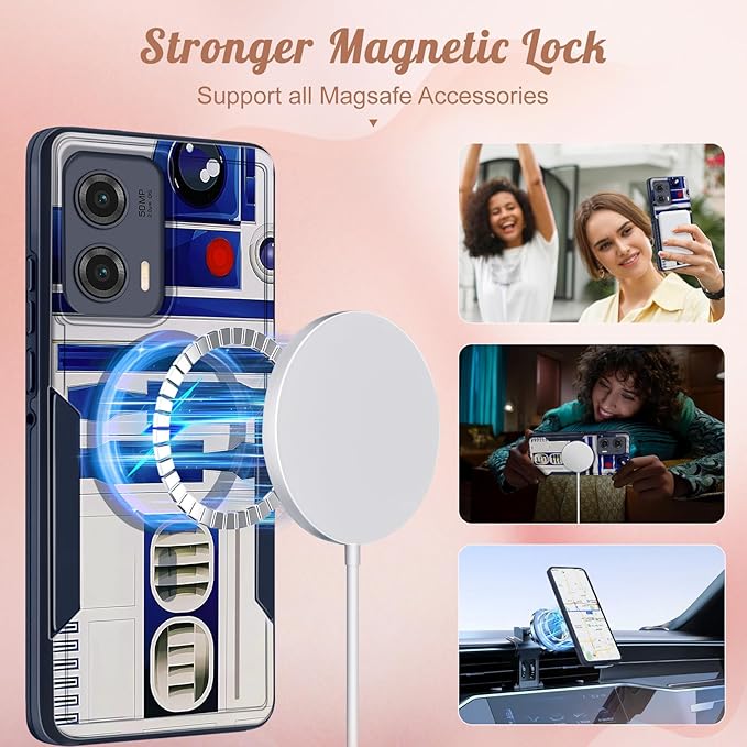 for Moto Edge 2024 Case - Compatible with MagSafe Women Girls Boys Cute Magnetic Protective Phone Cover Cool Blue Unique Heavy Duty Shockproof Design for Motorola Moto Edge 2024 Cases