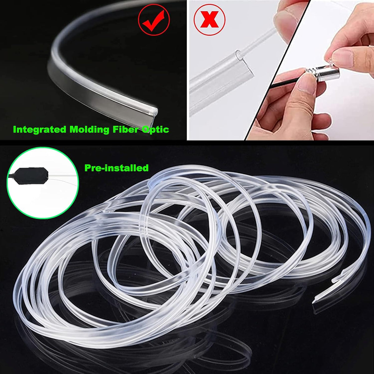 USB Car LED Lights, Interior Car Lights Strip 7 Colors Ambient Lighting with 118 inches Fiber Optic Music Sync Simple Installation EL Wire Lights (7 Colors/118 inches)