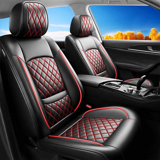 Fit Santa Fe Car Seat Covers for Hyundai Santa Fe 2007-2026 (Only 5-Seat Version) - Full Set Premium Leather, Waterproof, All-Weather, Airbag Compatible, Car Seat Protectors (Redline)