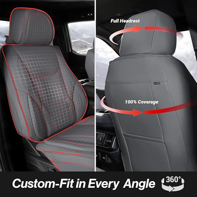 Coverland Custom Fit Car Seat Covers for Car Compatible with [2015-2026 Subaru WRX Front Bucket Seats] Premium Waterproof Non-Slip Interior Seat Protector [Full Set Dark Gray - Size Chart X74]