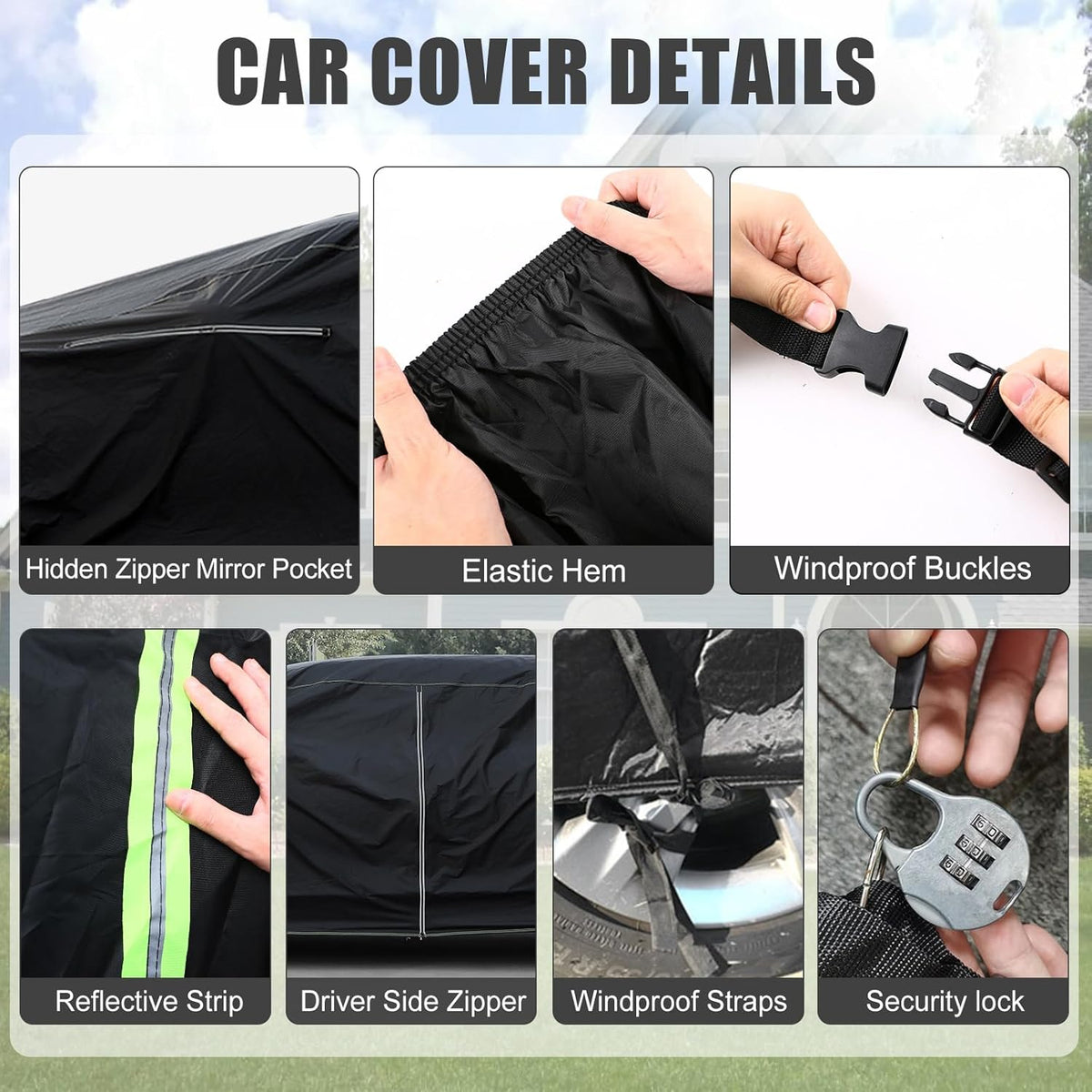 Waterproof Car Cover Compatible with Chevrolet Camaro 1967-1973, Oxford Black All Weather Classic Car Covers with Inner Cotton for Snow Rain Paint Protection(RS/SS/Z28)