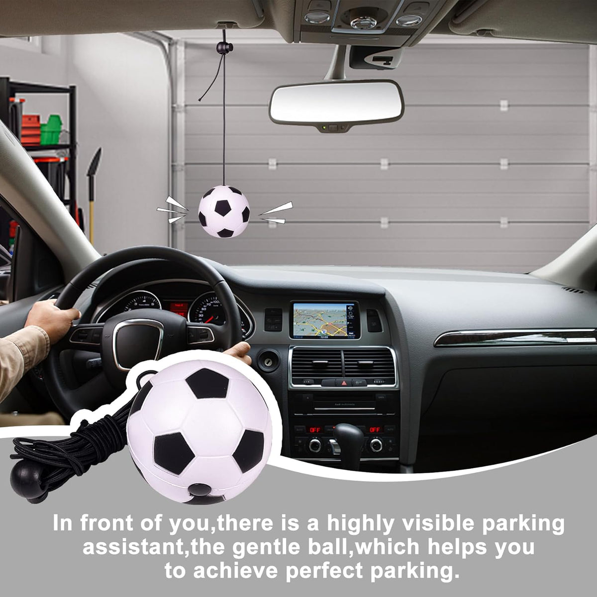 2 Pack Garage Parking Aid,Garage Car Stop Indicator,Garage Parking Assist Stop Ball,Parking Ball Guide System,Double Car Parking Aid with Telescopic Adjustable Length(basketball shape+soccer shape)