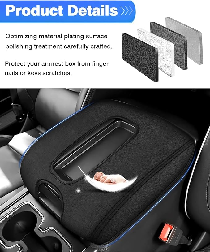 Autorder Center Console Cover for 2014-2018 Chevy Silverado/GMC Sierra 1500 2500 3500 Accessories Armrest Cover Anti-Scratch Middle Console Pad Armrest Protector(ONLY for Bucket Seat!)