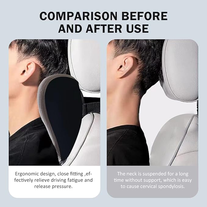 Ultra Soft Car Headrest Pillow, Car Pillow for Driving with Adjustable Strap, 100% Memory Foam Neck Cushion, Breathable Removable Cover & Ergonomic Design - Car Neck Pillow(Moonlight-Silver, 1PC)