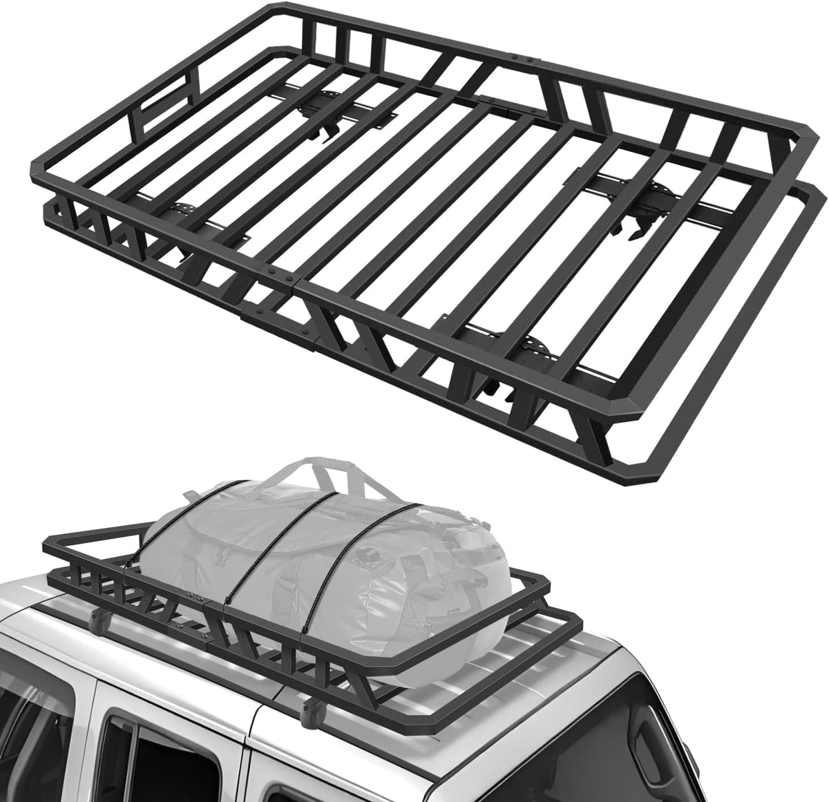 NIHAO 50"x36"x5" Heavy Duty Roof Rack Cargo Carrier, Universal Car Top Luggage Basket for SUV, Truck, RV, Pickup, Holds Up to 250 Lbs