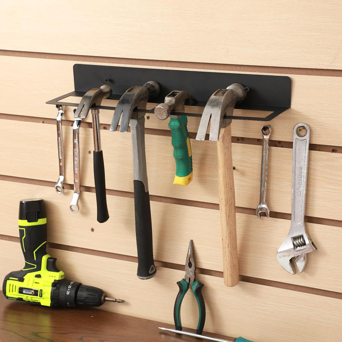 2 Pcs Metal Wall Mounted Hammer Rack Hand Tools Storage Screwdriver Organizer for Garage Workshop