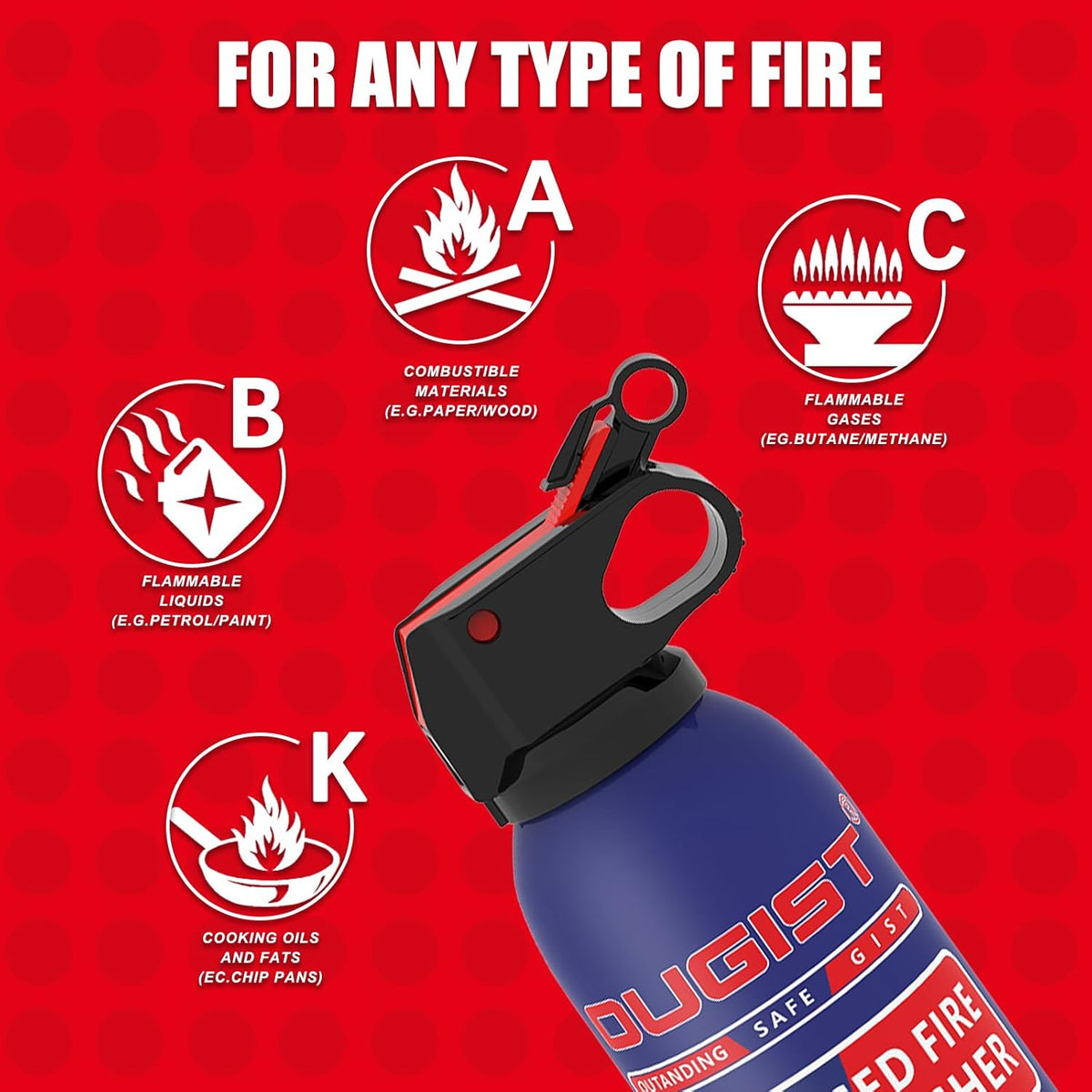 Fire Extinguisher for Home & Vehicle - 600g Fire Extinguisher | Grease & Electrical Fire Extinguisher for Kitchen, Car, Portable (4-Pack)