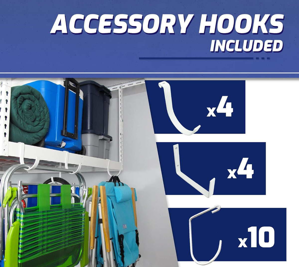 SafeRacks Overhead Garage Storage Rack, Heavy Duty Racks for Garage w/ 600 lb Capacity, Easy Garage Storage Adjustable Storage Rack Ceiling Mount Storage for Garage 4x8 White, 24"-45" (2 Pack)