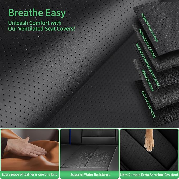 Fit Impreza Car Seat Covers for Subaru Impreza 2004-2024 2025 2026-Upgraded Premium Waterproof & Breathable Leather，Airbag Compatible,All-Weather Seat Cushion Protector,2 Front/Black-Blue