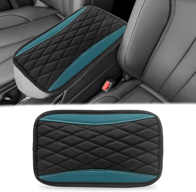 Car Center Console Cover, Universal Leather Waterproof Armrest Seat Box Cover Protector, Comfortable Car Decor Accessories Fit for Most Cars, Vehicles, SUVs-gem green