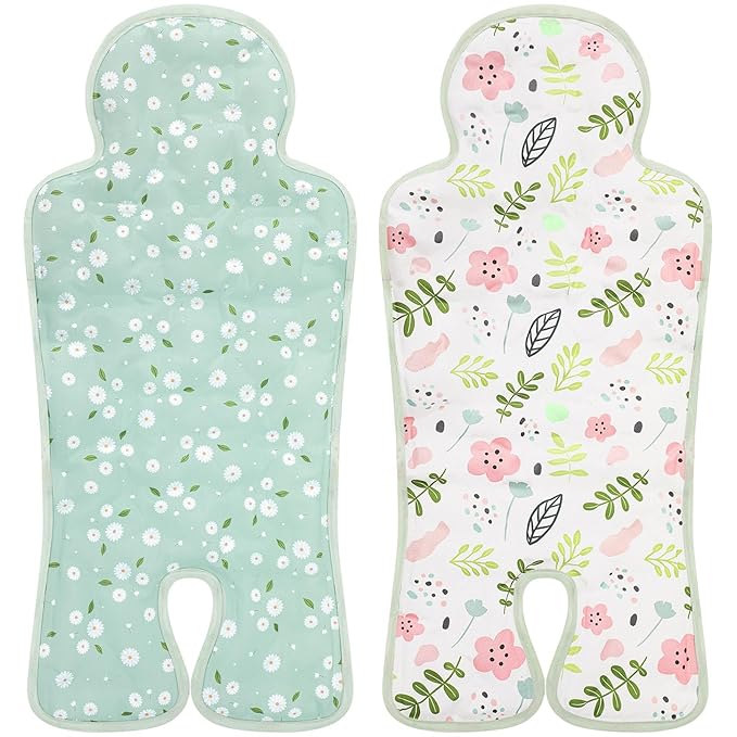 Pinkunn 2 Pcs Gel Car Seat Cooling Pad for Baby Summer Breathable Ice Cushion Multifunctional Ice Stroller Cooler Mat for Stroller Baby Dining Chair Child Safety Seat(Mixed Color,Floral)