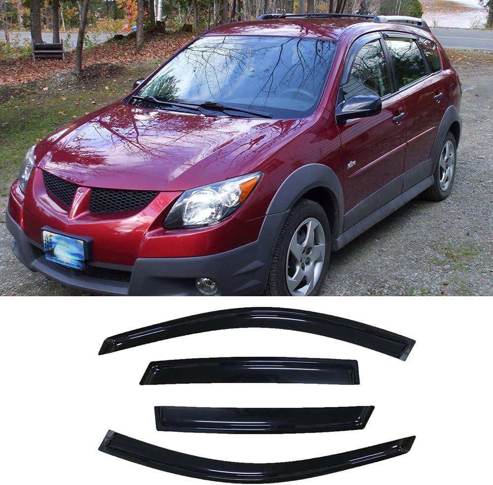 Side Window Wind Deflector,4pcs Outside Mount Style Sun Rain Guards Set,Dark Smoke Nice Window Visor fit for 2003-2008 Toyota Matrix E130 / Pontiac Vibe 94455