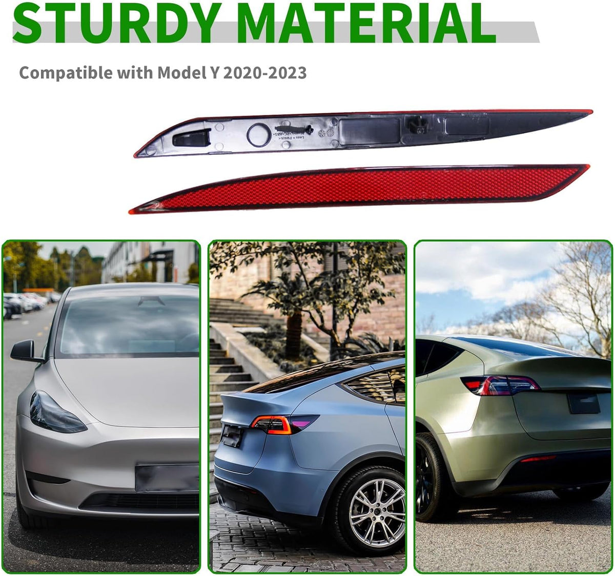 149581800C Tail Rear Bumper Reflector Red Pair LH RH Compatible with Model Y 2023 2022 2021 2020