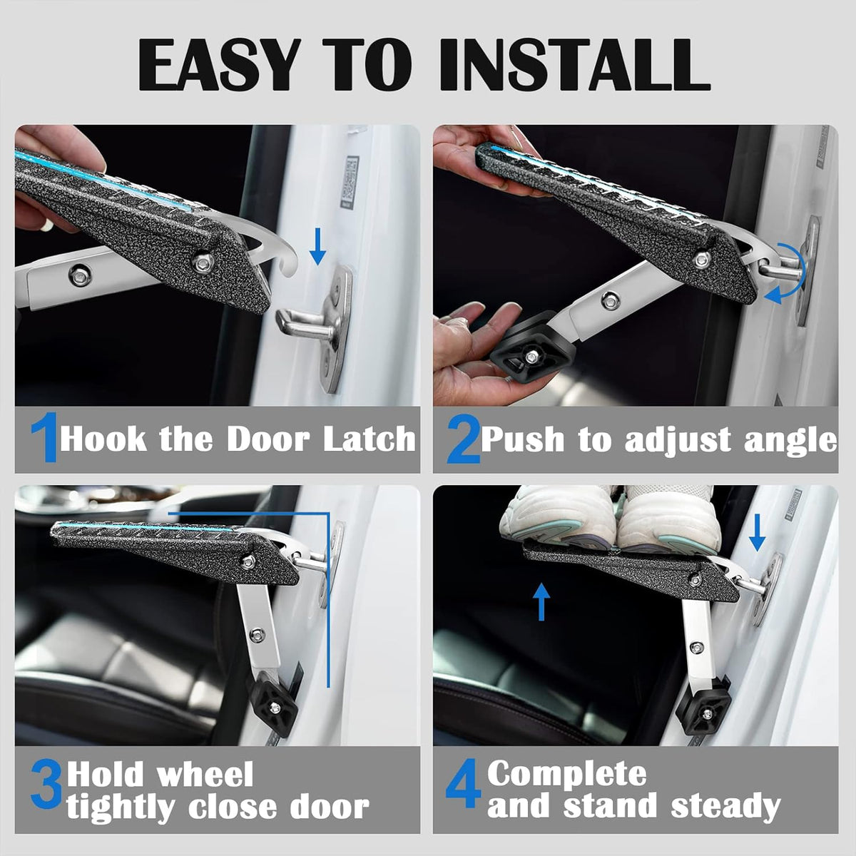 TOOENJOY Extra Protection Car Door Latch Step Both Feet Stand Pedal Ladder/No Assemble Foldable Heavy Duty Car Gadgets for Roof Rack Access Max Capacity 400lbs