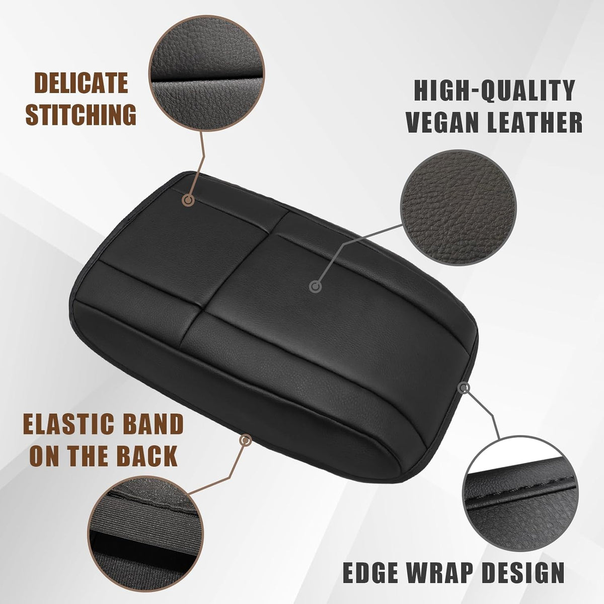 Muslogy for Accord 2025 2024 2023 Center Console Cover Armrest Pad Vegan Leather Extra Soft Armrest Lid Protector Compatible with Honda Accord LX EX Sport Hybrid EX-L Sport-L Touring (V1 Black)